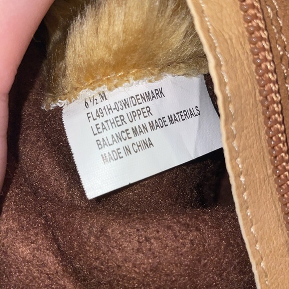 Like NEW RUFFHEWN tan/brownish fuzzy furry brown tall wedge boots sz 6.5 DENMARK - Picture 5 of 15